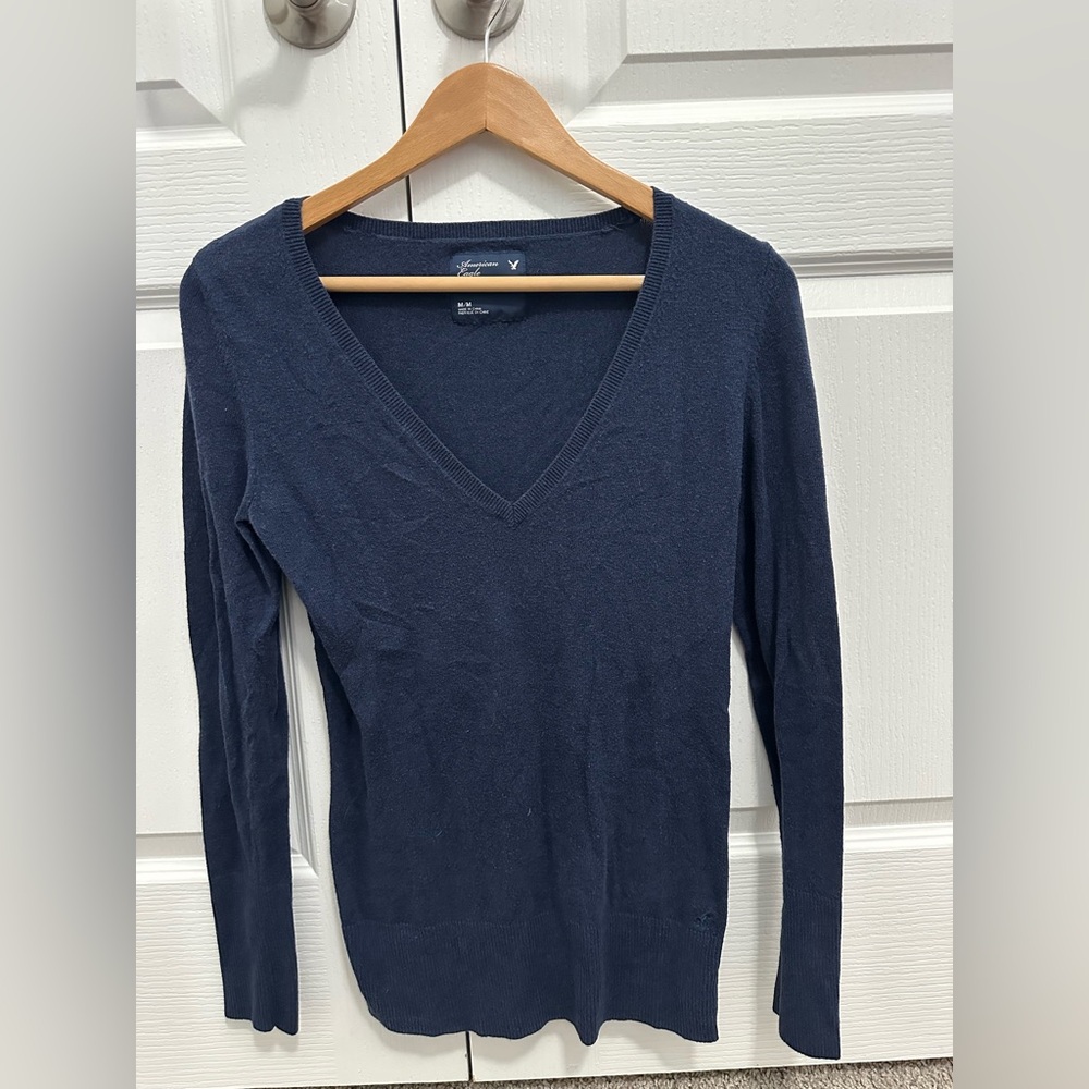 American Eagle Outfitters Deep Navy V-Neck Sweater